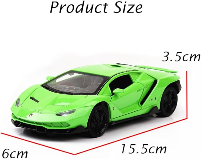 Alloy Collectible Green Lambo Toy Cars Model Pull Back Vehicles Diecast with Light & Sound