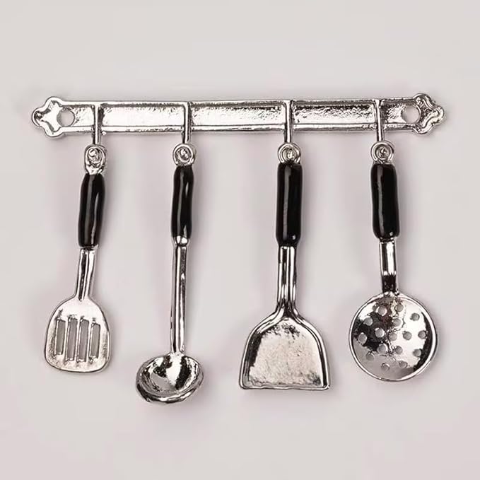 1Set Silver 1/12 Miniature Kitchen Utensils Dollhouse Decoration Accessories, Miniature Dollhouse Accessories Kitchen Set (2x1.6 inch)