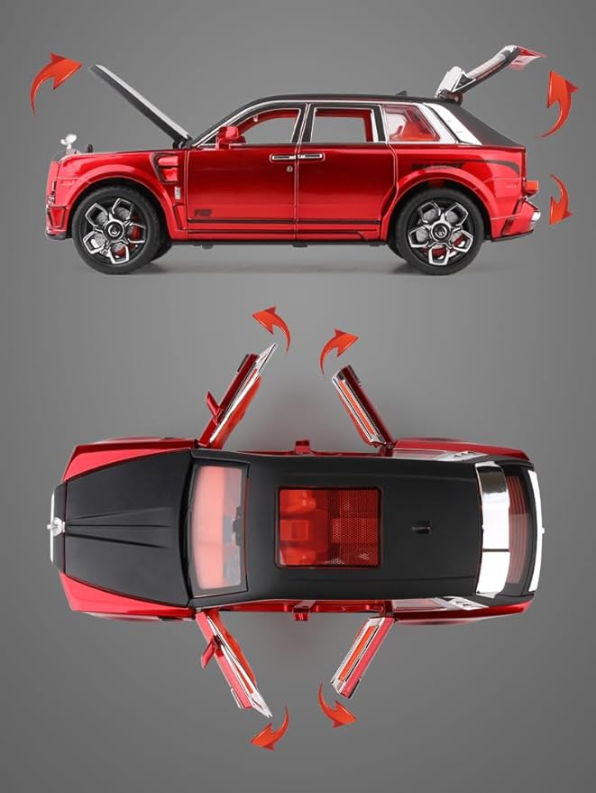 Toy Car Model Rolls-Royce Cullinan 1/24 Red Alloy Collectibles Die-cast Vehicles with Sound and Light