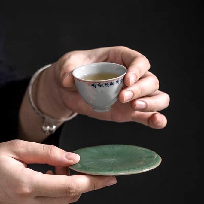 Small Jewelry Tray,Lotus Leaf Shape Decorative Ring Dish, Ceramic Green Porcelain Plate Dish Miniature Container for Jewelry Personal Items Incense Holders Trays Home Decoration Gifts