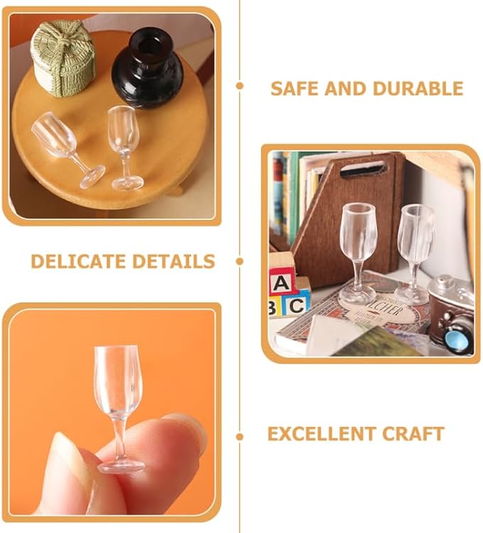 Toddmomy Set of 20 Miniature Wine Glasses: Dollhouse Miniatures for Doll House Decor, Micro Landscape, and Furniture Display