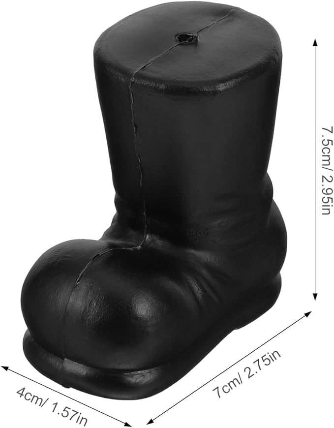 LOGOFUN 10pcs Christmas Santa Boots Black Mini Xmas Themed Shoes Miniature Black Boot Models for DIY Crafts Holiday Party Supplies