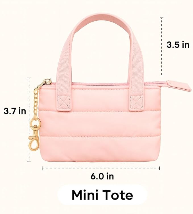 MyfavoriteK Cute Mini Tote Keychain Fancy Coin Pouch Charm Stylish Purse Key Chain for Women Novelty Puffer Handbbag Key Ring