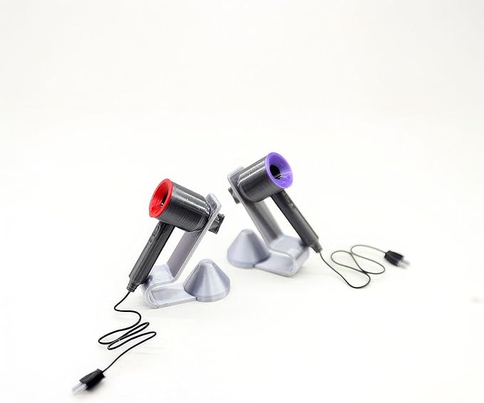 1:12 Scale Miniature Hair Dryer Set w/Stand, Nozzle: Realistic Model for Dollhouse Bathroom, Bedroom Vanity, Hair Salon, Adult Collector (Yellow)