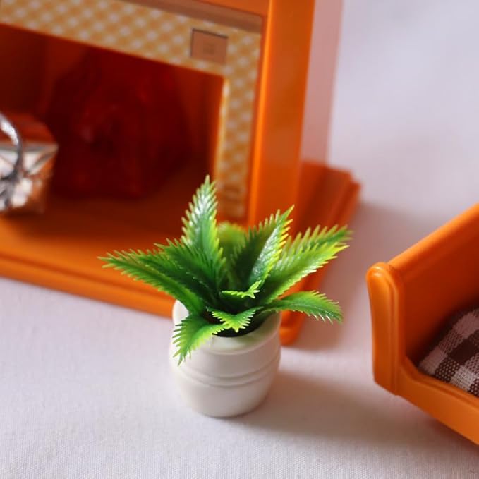 Miniature Dollhouse Tiny Fake Greenery Bonsai Ornament Crafts, Green Potted Flower Model, 1:12 Scale Doll House Miniature Plant Model,DIY Accessories, Shooting Props