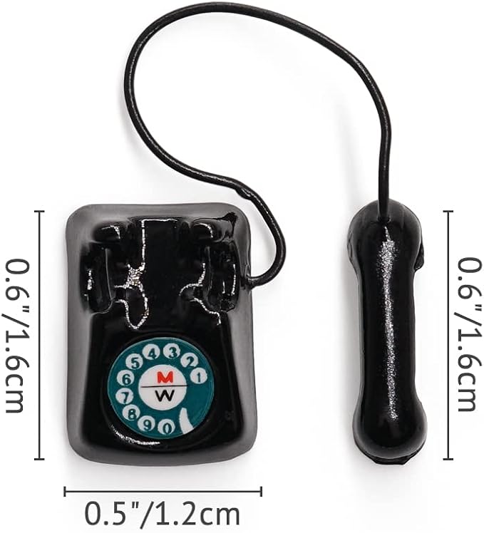 Odoria 1/12 Miniature Telephone Dollhouse Decoration Accessories, Black