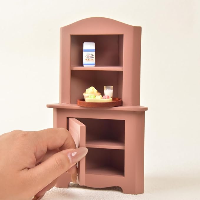 Miniature Wooden Dollhouse Corner Cabinet 1/12 Scale Closet for Mouse Hole Farm House - Dollhouse Furniture Decor Gift for 14+