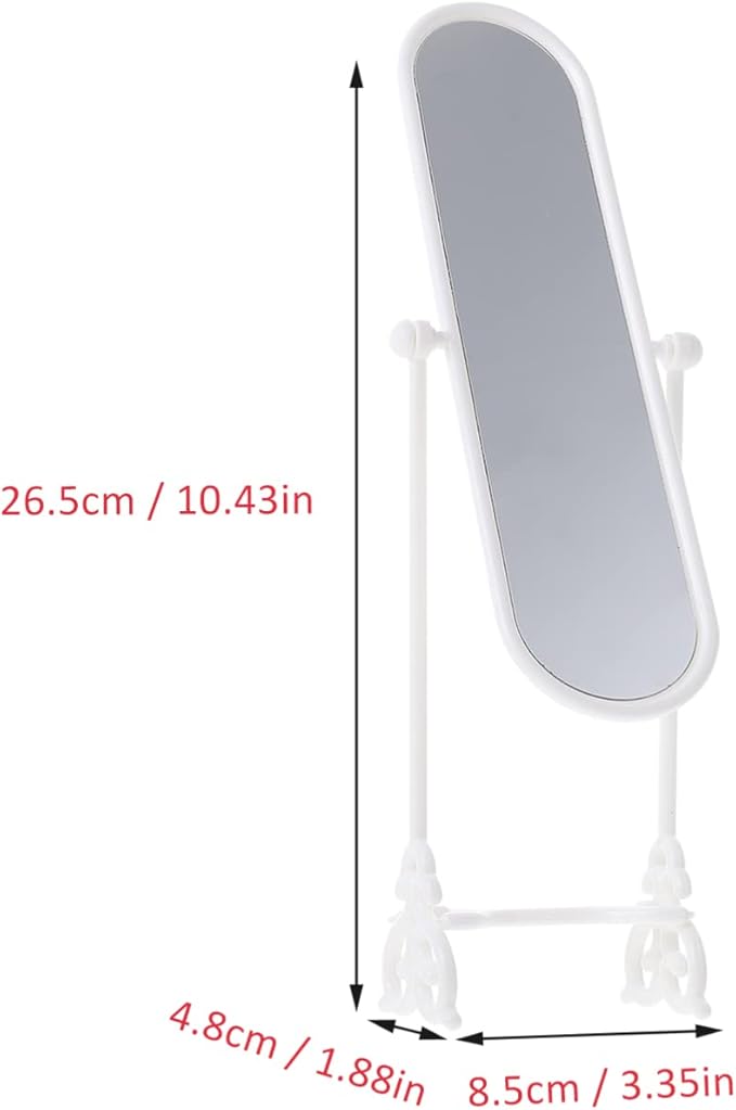 2 Sets Miniature Standing Dressing Mirror Miniatures Dolls House Mirror for Dollhouse DIY Craft Bedroom Furniture