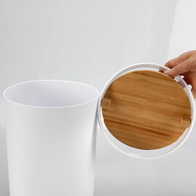 Bathroom Accessories Set, 8 Piece Bathroom Trash Can Set, White Bathroom Accessories, Bathroom Trash Can and Toilet Brush Set Include Toothbrush Holder Cup,Soap Dispenser,Soap Dish,Cotton Swab Can