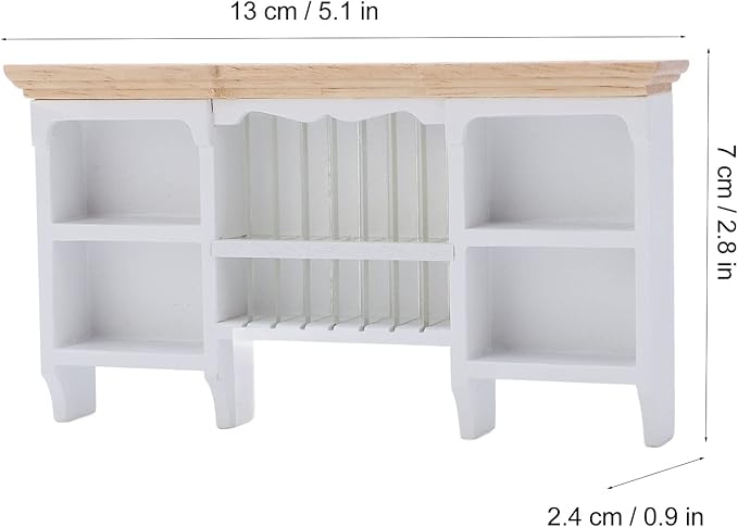 1/12 Miniatura Storage Cabinet Wall Mounted Hand Painted Dollhouse Cupboard Crafted Mini Shelf(White)