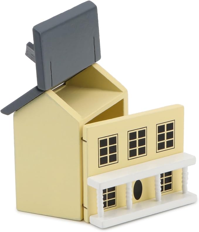 Miniature Cottage for Dollhouse Accessories Desktop Decor Wooden Mini House Storage Decoration Ornament Nice Present for Miniature Lovers (Yellow)