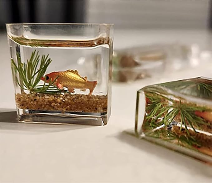 1Pc Fish Tank Toy, 1:12 Scale Miniature Dollhoue Accessories, Resin Dollhouse Fish Tank Accessories for Garden Scene Decor, Dollhouse Accessories (Random Color Square)