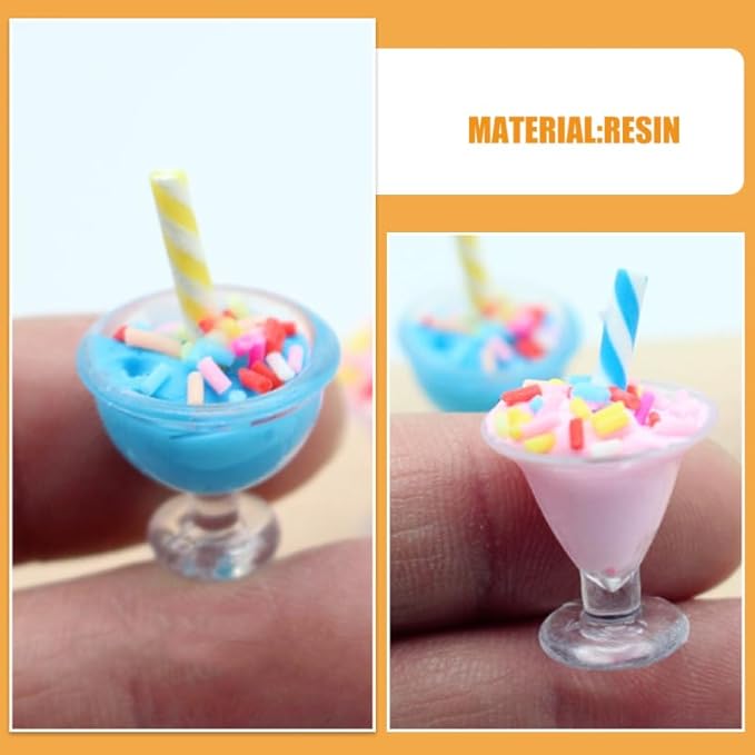 12Pcs Mini Ice Cream Cup Model Realistic Resin Miniature Dessert Decoration for Dollhouse Playhouse Lifelike Simulation Ice Cream Figurines for Creative Play