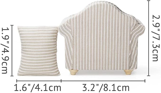 Odoria 1/12 Miniature Chair Armchair Dollhouse Furniture Accessories, Khaki