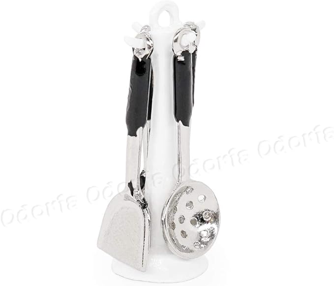 Odoria 1/12 Miniature Kitchen Utensils with Stand Dollhouse Decoration Accessories, White