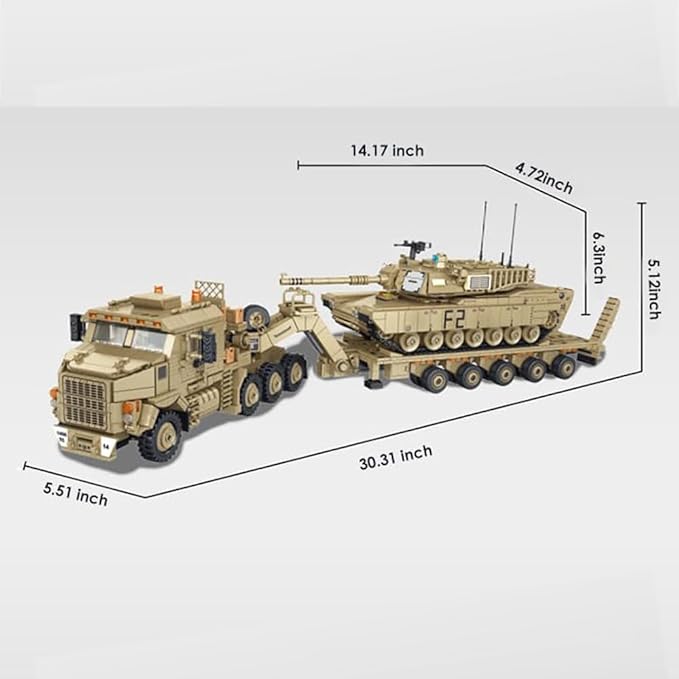Military M1070 Armored Vehicles Building Kit, WW2 Military Tank Building Block Set, WW2 Armored Tank,Great Gifts Adult Sets for Men,3483 Pieces
