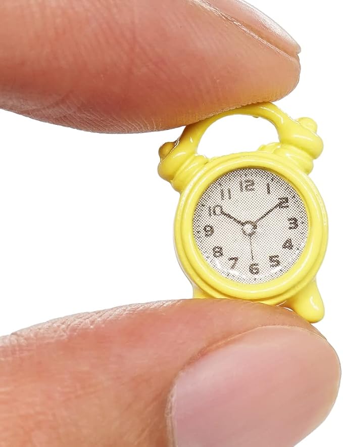 Odoria 1/12 Miniature Alarm Clock Dollhouse Decoration Accessories, Yellow