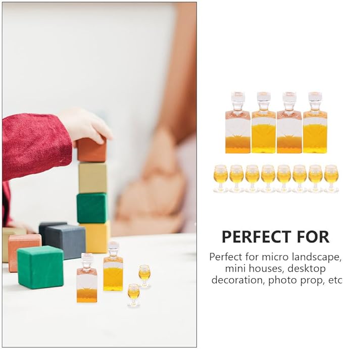 GATHINESS 4 Sets Miniature Liquor Bottles Resin Mini Wine Bottle Models Mini House Decor Kids Pretend Play Craft Accessories