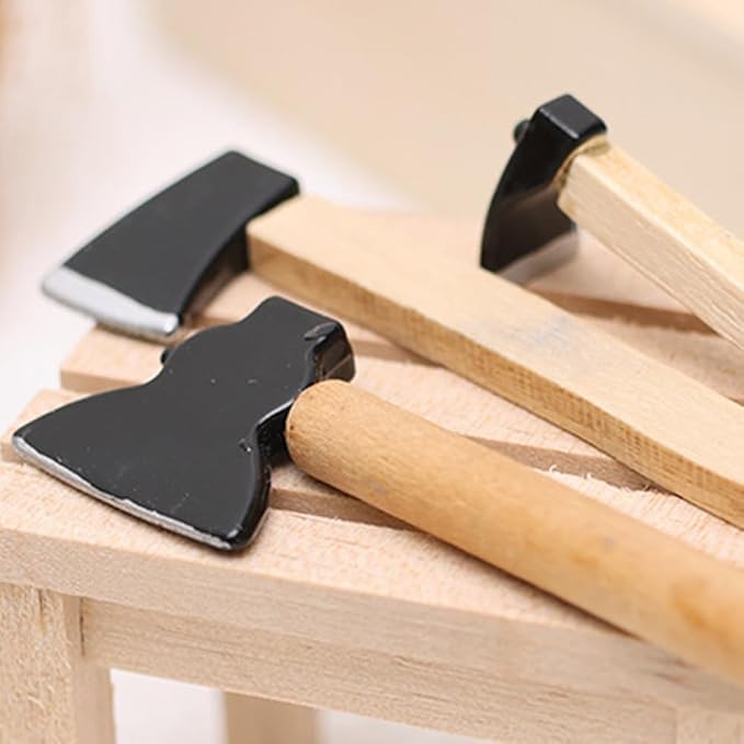 6 Pcs 1/12 Miniature Axe Dollhouse Decoration Accessories Model Miniature Decoration DIY Accessories Shooting Props