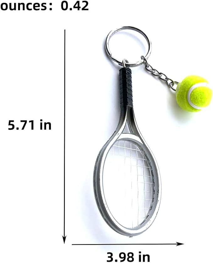 JINZHOUFZ Color Mini Tennis Racket with Ball Keychain Key Ring