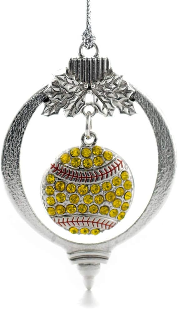 Inspired Silver - Softball - Silver Christmas Ornament - Unique Charm Christmas Tree Ornament - Holiday Hanging Decoration