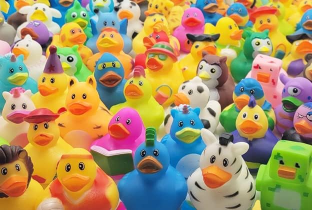 Assortment Rubber Duck Toy Duckies for Kids, Bath Birthday Gifts Baby Showers Classroom Incentives, Summer Beach and Pool Activity, 2" (50-Pack)