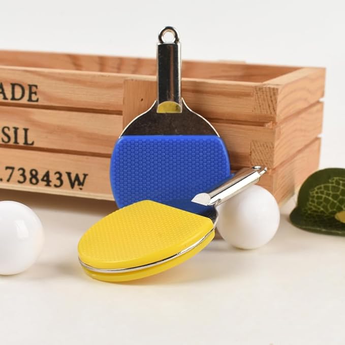 HUIANER Miniatures Table Tennis Racket 10pcs Mini Ping Pong Racket Keychain Dollhouse Accessories Sports Mini Tennis Set Mini Dollhouse Kitchen Fairy Garden Cake Topper Decoration