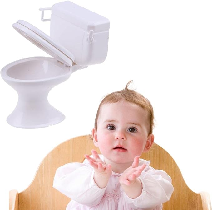 Almencla White Dollhouse Furniture Model Bathroom Toilet Miniature Toy for Doll