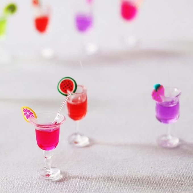 4-Piece 1:12 Scale Mini Bar Set - Hyper-Realistic Resin Wine & Cocktail Bottles for Dollhouse Kitchens, Architectural Models & Photography Props