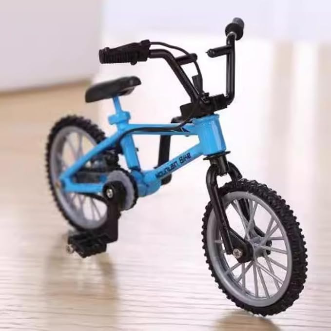 1/18 Scale Mini Diecast Mountain Bike, Finger Bicycle Model, Desktop Decor Art Craft (Blue)