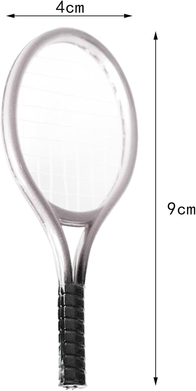 Menolana Mini Tennis Decor 1:12 Miniature Tennis Kit Mini Dollhouse Party Decor, Silver