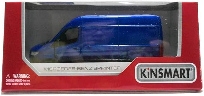 KiNSMART - Mercedes-Benz Sprinter Cargo Van 1:48 O Scale 5" Die Cast Metal Model Toy Van, Pull-Back Action (Blue)