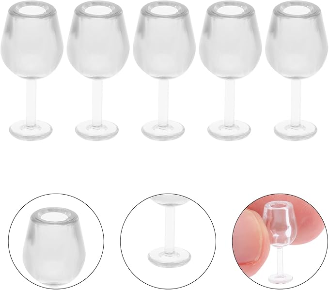 Toddmomy 10pcs 1: 12 Dollhouse Wine Glasses,Mini Dollhouse Wine Goblet Cups Miniature Red Wine Glasses for Dollhouse Kitchen Accessories