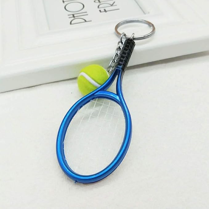 JINZHOUFZ Color Mini Tennis Racket with Ball Keychain Key Ring