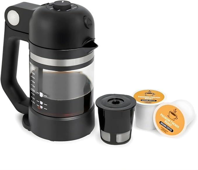 Vinci Breakfast Beverage Bundle: Hands-Free Electric Citrus Juicer & Micro Cafe K-Cup Brewer – Automatic Orange Squeezer Machine Plus Compact Single Serve Coffee Maker perfect for Coffee & Juice