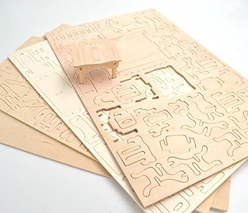 Dollhouse Furniture - Laser Cut Wooden 3D Puzzle Miniature Doll House Kit House Furniture Set - 34 Pieces