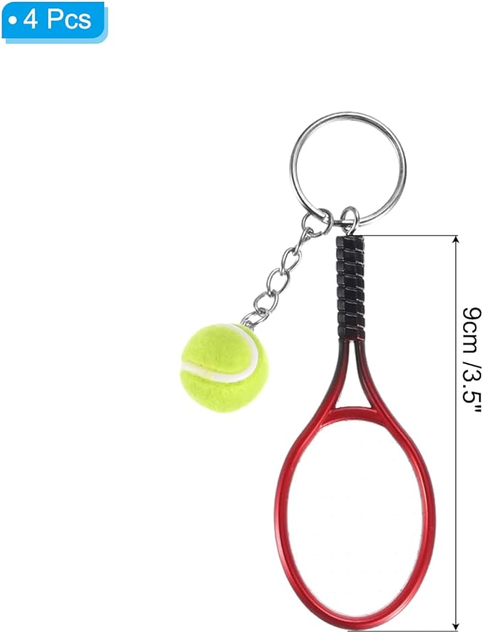 PATIKIL Tennis Keychain, Mini Tennis Racket Keychain Key Ring Tennis Ball Cute Sports Keyrings for Sport Lovers