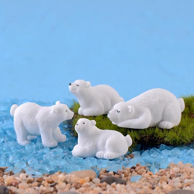 18Pcs Mini Realisitic Arctic Animals Figurines Resin Polar Bear Penguin Seal Iceberg Figures Miniature Cake Toppers for DIY Diorama Fairy Garden Birthday Party Gift