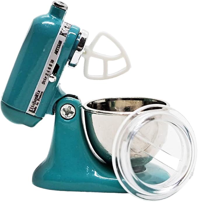 ChangThai Design Tiny 1¼" High Green Bread Dough Mixer Kneader Machine Movable Figurine Steel and Resin Miniature Decoration Accessories Replica Decorative Collectible Figurines Home Décor Gifts