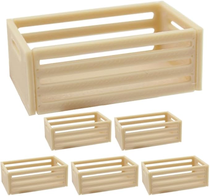 Totority Mini Storage Baskets 6pcs for Dollhouse and Supermarket Shelf, Durable Wooden Miniature Organizers for Warehouse Scene, Space-Saving Design, Perfect for Collectors and Hobbyists