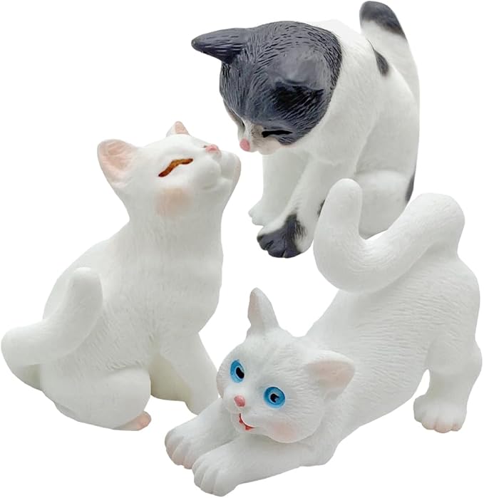 josaner-zz Dollhouse Cats w/ 1/12 Scale Accessories Mini Furniture Model Wooden Miniature
