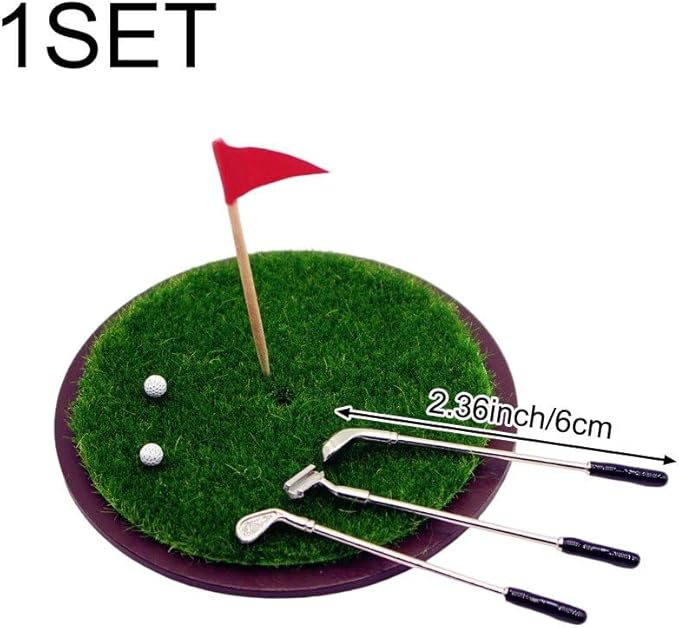 hzzsbu Miniature Dollhouse Mini Golf Club Grassland Model Set Simulation Golf Set Miniature Scene Prop Model Dollhouse Decoration Accessories