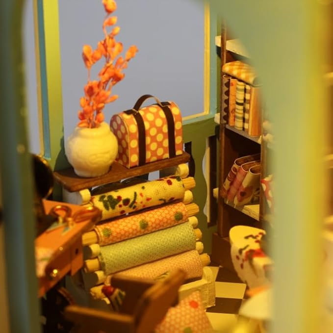 CRIOLPO DIY Miniature House Kit, DIY Doll House Miniature Kit for Adults, Tiny House Making Kit, Doll House Kit with Furnitures, Craft Kits, 3D Wooden Crafts Model - Tailor Shop