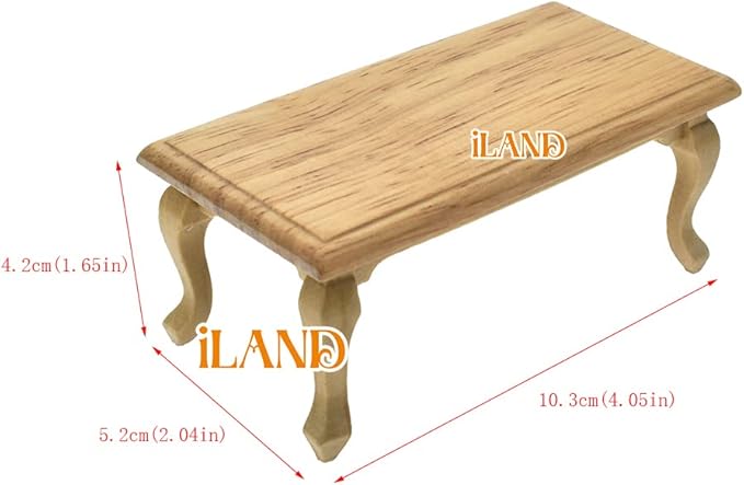 iLAND Miniature Wooden Dollhouse Furniture Set: Sofa, Cabinets, Coffee Table for Dollhouse Living Room (Classic Doll Furniture 7pcs)