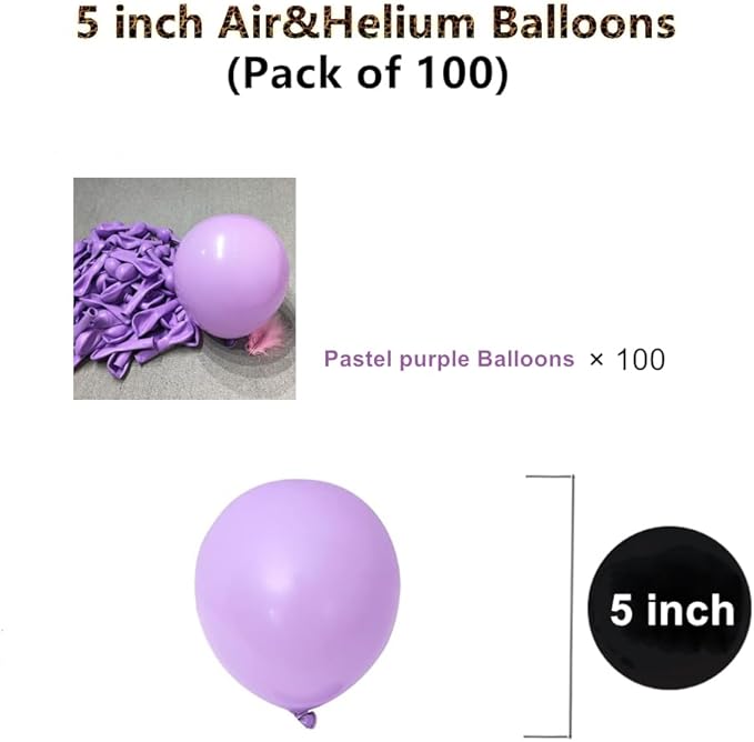 5 inch Pastel Purple Party Balloons, 100 pcs Mini Macaron Purple Latex Balloons for Birthday Wedding Baby Shower Decorations(Pastel Purple)