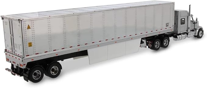 International Lonestar Sleeper Cab Silver with 53' Reefer Refrigerated Chrome Plated Van Trailer Transport Series 1/50 Diecast Model by Diecast Masters 71043