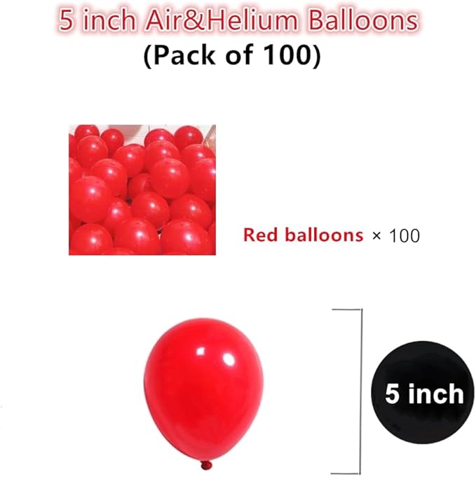 5 inch Red Party Balloons, 100 pcs Mini Latex Balloons for Birthday Wedding Baby Shower Decorations(Red)