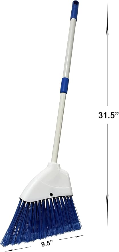 Xifando Kids Broom-Housekeeping Cleaning Tool for Kids Pretend Playing,Retractable Small Broom for Littler Helper(White+Blue)