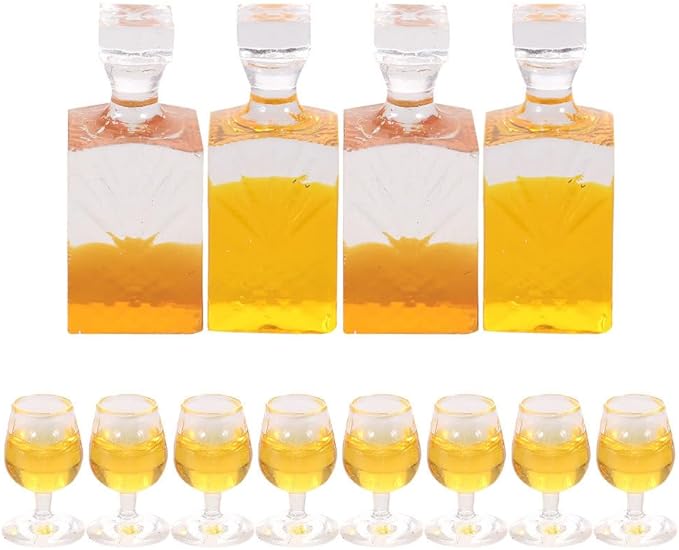 GATHINESS 4 Sets Miniature Liquor Bottles Resin Mini Wine Bottle Models Mini House Decor Kids Pretend Play Craft Accessories