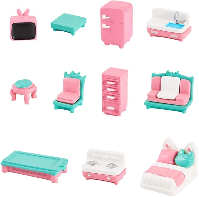 11Pcs Plastic Mini Furniture Decoration Set Dollhouse Miniature Furniture Assorted Mini Model Decorations Doll House Micro Landscape Accessories Decoration Tiny Furnitures Ornament
